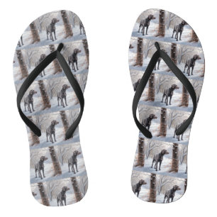 Weimaraner Let It Snow Christmas Flip Flops