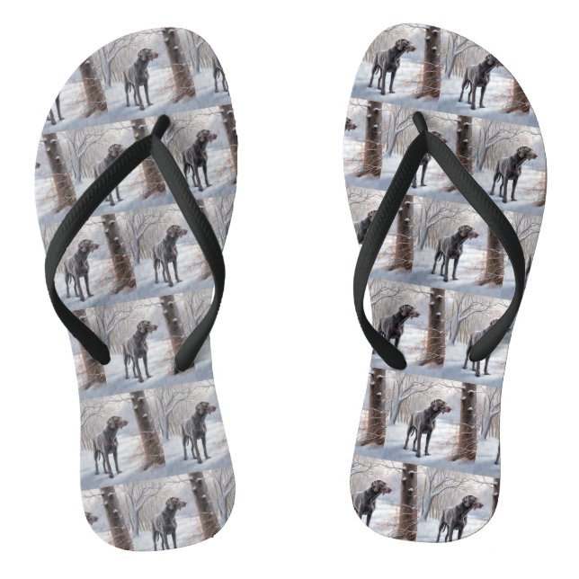 Weimaraner Let It Snow Christmas Flip Flops (Footbed)