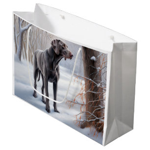 Weimaraner Let It Snow Christmas Large Gift Bag