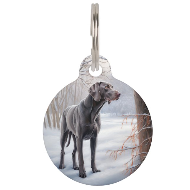 Weimaraner Let It Snow Christmas Pet Tag (Front)