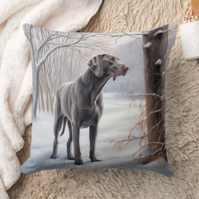 Weimaraner Let It Snow Christmas Throw Pillow (Blanket)