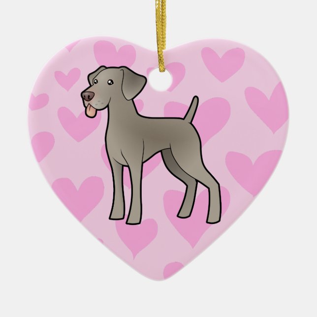 Weimaraner Love (add your own message) Ceramic Ornament (Front)