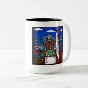 Weimaraner  Marlin Fishing Two-Tone Coffee Mug