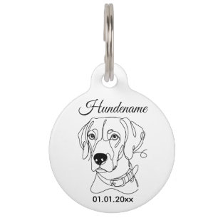 Weimaraner Minimalist Line Art Personalized Tag