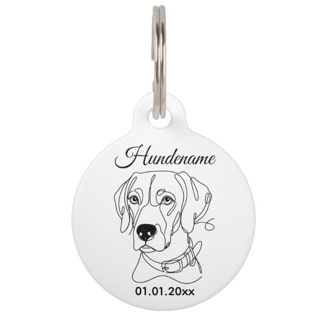 Weimaraner Minimalist Line Art Personalized Tag (Front)