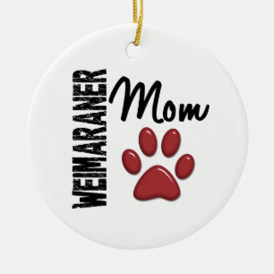 Weimaraner Mom Paw Print 2 Ceramic Ornament