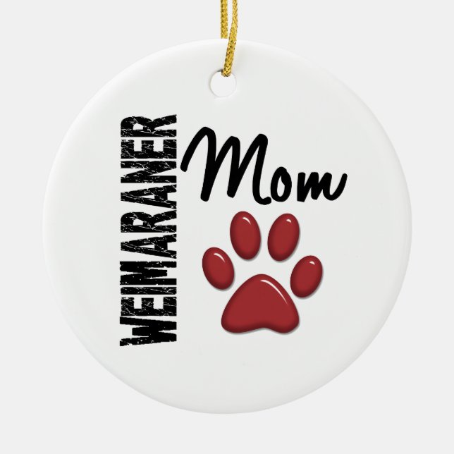 Weimaraner Mom Paw Print 2 Ceramic Ornament (Front)