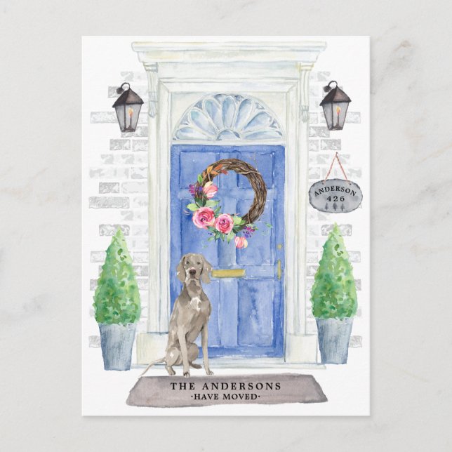 Weimaraner Moving Announcement Postcard (Front)