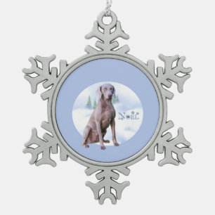 Weimaraner Noel Keychain Snowflake Pewter Christmas Ornament