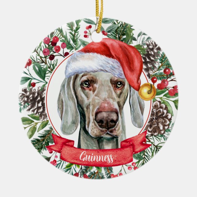 Weimaraner Nom personnalisé Ornement en céramique  (Devant)