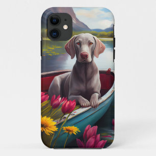 Weimaraner on a Paddle: A Scenic Adventure iPhone 11 Case