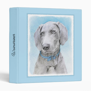 Weimaraner Painting - Cute Original Dog Art 3 Ring Binder