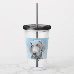 Weimaraner Painting - Cute Original Dog Art Acrylic Tumbler