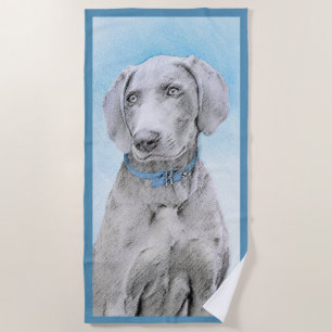 Weimaraner Painting - Cute Original Dog Art Beach Towel