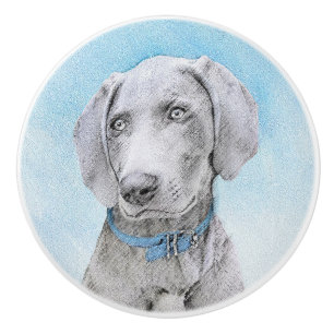 Weimaraner Painting - Cute Original Dog Art Ceramic Knob
