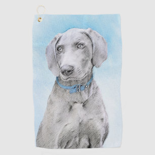 Weimaraner Painting - Cute Original Dog Art Golf Towel
