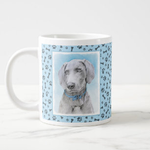 Weimaraner Painting - Cute Original Dog Art Large Coffee Mug