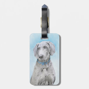 Weimaraner Painting - Cute Original Dog Art Luggage Tag