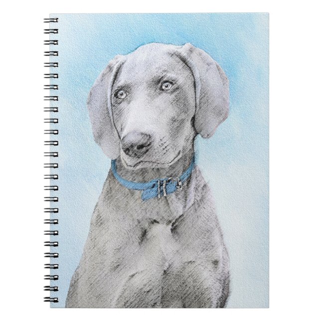 Weimaraner Painting - Cute Original Dog Art Notebook (Front)