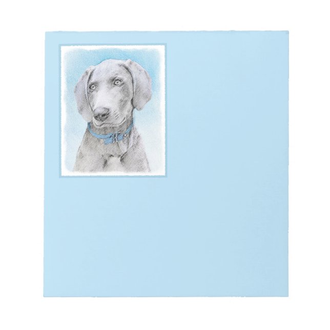 Weimaraner Painting - Cute Original Dog Art Notepad (Front)