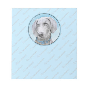 Weimaraner Painting - Cute Original Dog Art Notepad