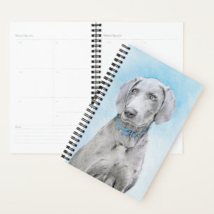 Weimaraner Painting - Cute Original Dog Art Planner