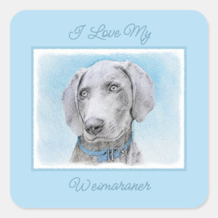 Weimaraner Painting - Cute Original Dog Art Square Square Sticker