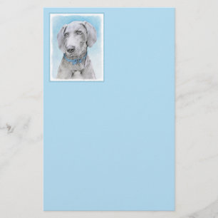 Weimaraner Painting - Cute Original Dog Art Stationery