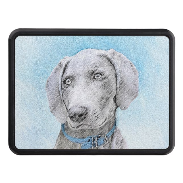 Weimaraner Painting - Cute Original Dog Art Trailer Hitch Cover (Front)