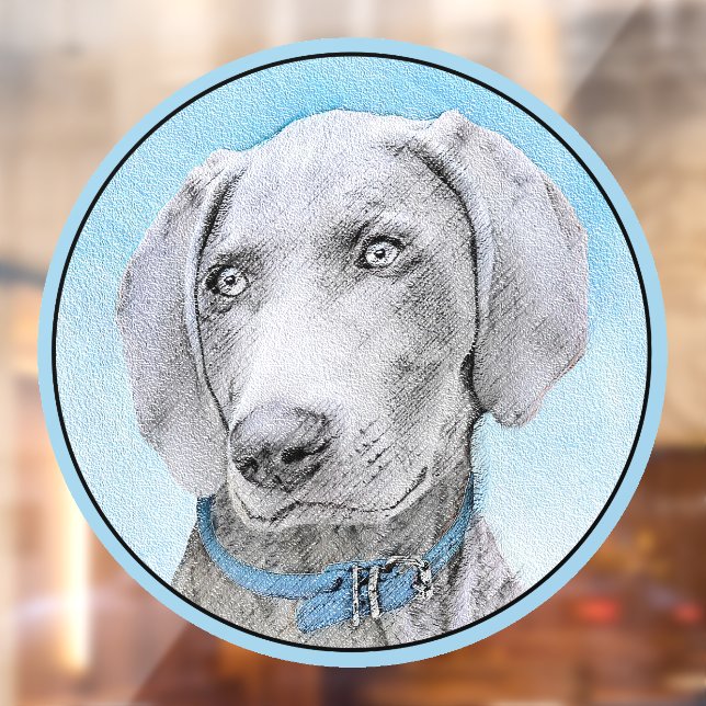 Weimaraner Painting - Cute Original Dog Art Window Cling (Sheet 2)