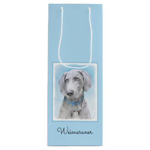 Weimaraner Painting - Cute Original Dog Art Wine Gift Bag