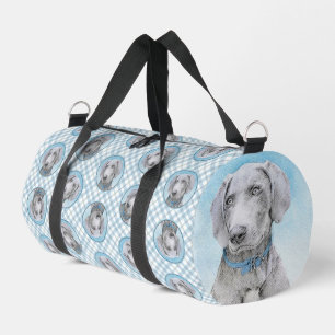Weimaraner Painting Grey Silver Original Dog Art Duffle Bag