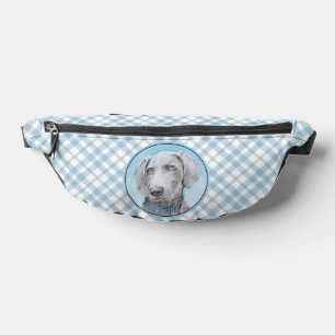 Weimaraner Painting Grey Silver Original Dog Art Fanny Pack