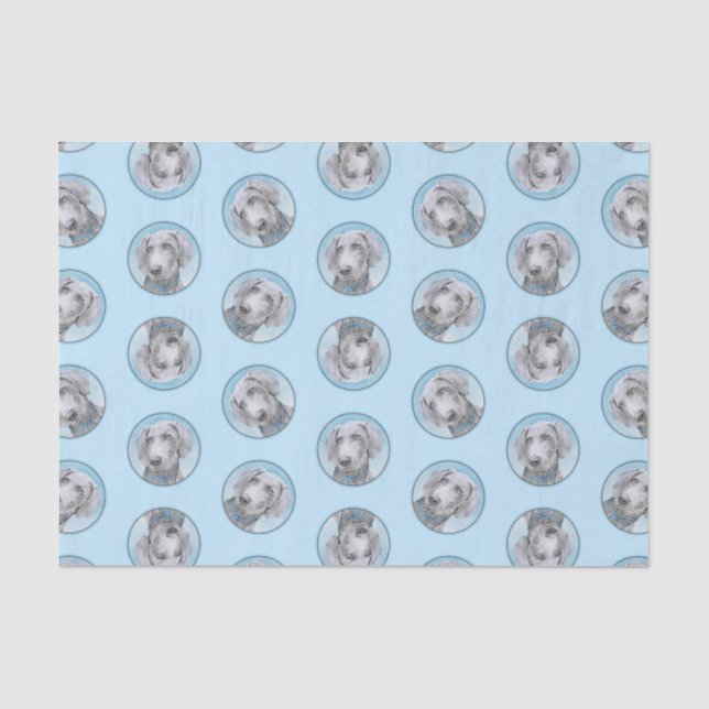Weimaraner Painting Grey Silver Original Dog Art Tissue Paper (Front)