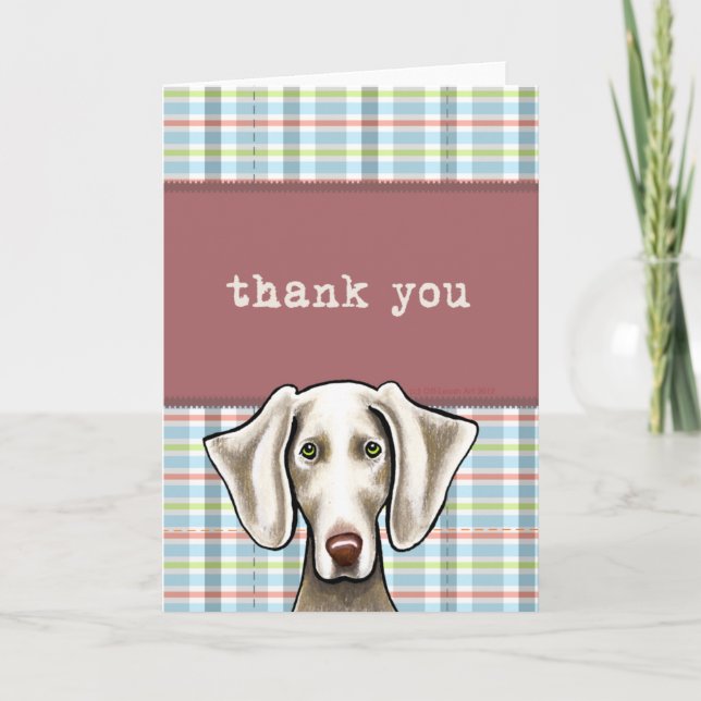 Weimaraner Pale Plaid Thank You Card (Front)