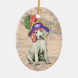 Weimaraner Pirate Ceramic Ornament