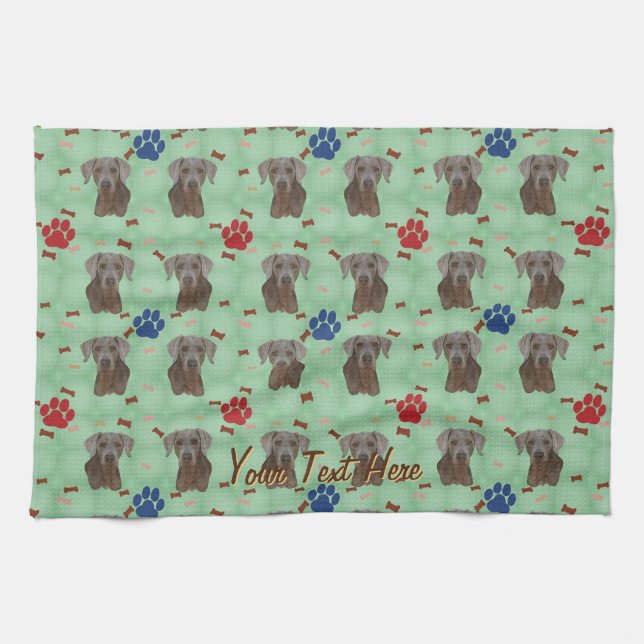 Weimaraner Portrait Kitchen Towel (Horizontal)