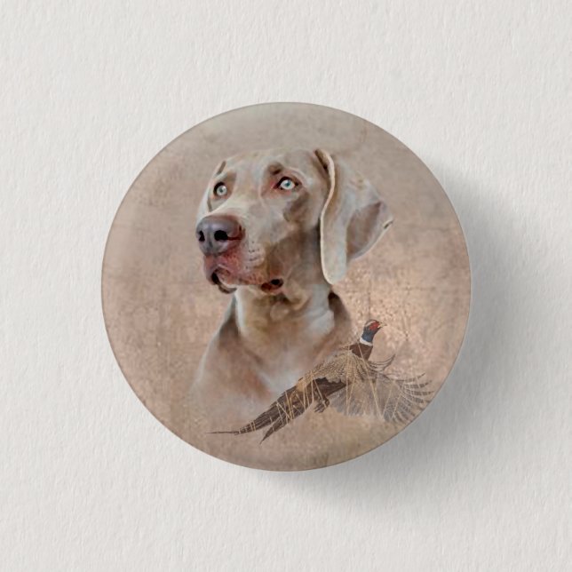 Weimaraner Poster Canvas Print Tapestry Acrylic Pr 1 Inch Round Button (Front)