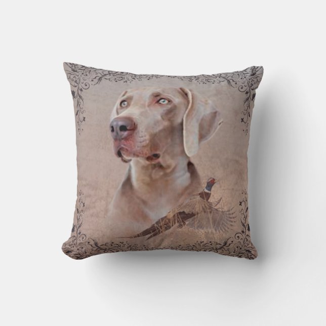 Weimaraner Poster Canvas Print Tapestry Acrylic Pr Throw Pillow (Front)