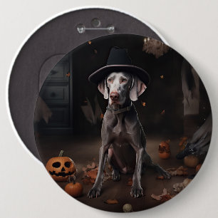 Weimaraner Pumpkins Halloween Scary 6 Inch Round Button