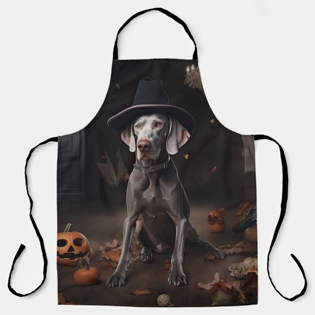 Weimaraner Pumpkins Halloween Scary Apron (Front)