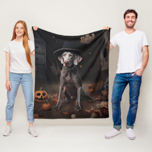 Weimaraner Pumpkins Halloween Scary Fleece Blanket