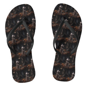 Weimaraner Pumpkins Halloween Scary Flip Flops