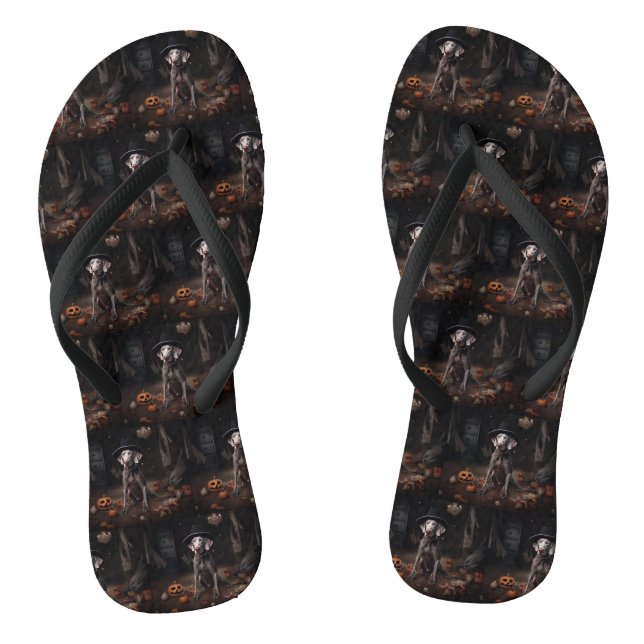 Weimaraner Pumpkins Halloween Scary Flip Flops (Footbed)