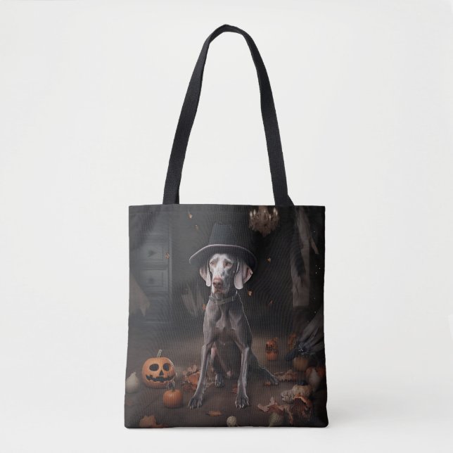 Weimaraner Pumpkins Halloween Scary Tote Bag (Front)