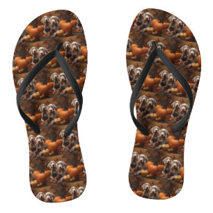 Weimaraner Puppy Autumn Delight Pumpkin Flip Flops