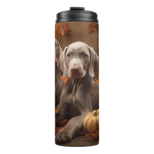 Weimaraner Puppy Autumn Delight Pumpkin Thermal Tumbler