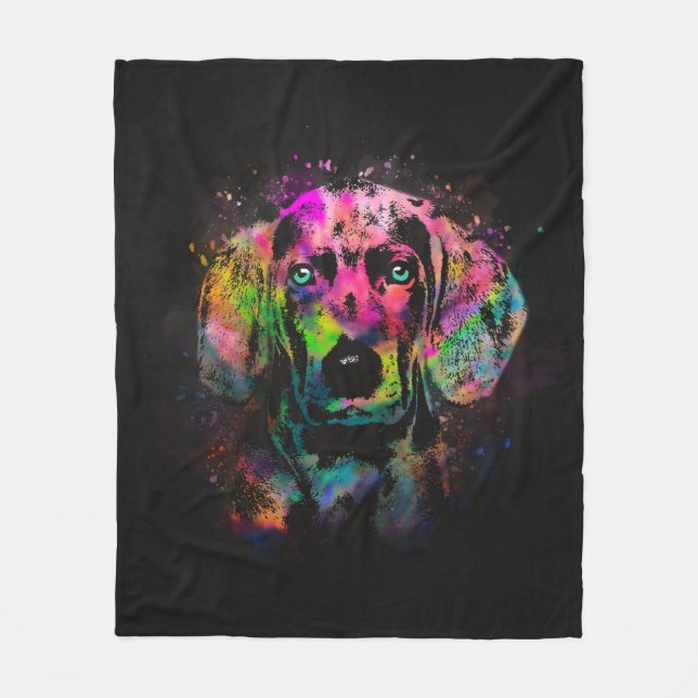 Weimaraner puppy color splash fleece blanket (Front)