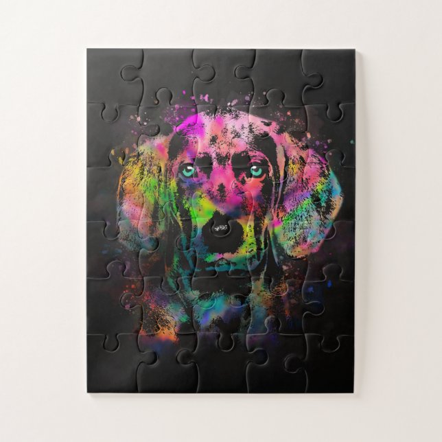Weimaraner puppy colour splash jigsaw puzzle (Vertical)