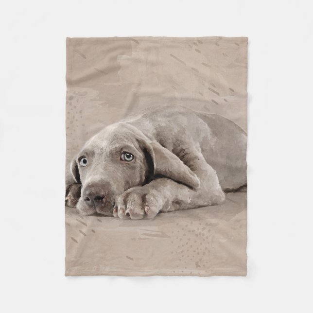 Weimaraner puppy fleece blanket (Front)